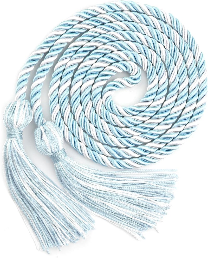 Leislam Sky Blue and White Graduation Cords, Light Blue White Honor Ropes, Honor Cords for Graduation 2025 with Tassel, Graduation Braided Accessories Cords for Bachelor Gown for Graduation Decorations - Image 1